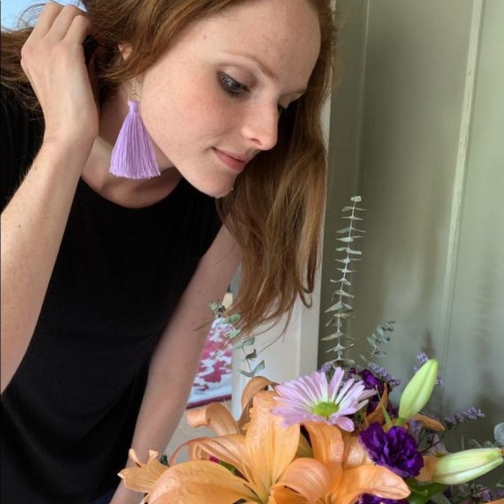 Tassel Drop Earrings in Medium Lavender Color